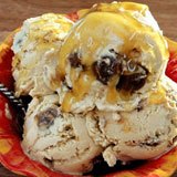 Ginger Peach Ice Cream with Chocolate Fudge Nuggets Recipe Photo