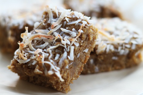 How to Use Coconut Flour and Gluten Free Toasted Coconut Ginger Blondies Recipe Photo
