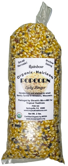 Lady Finger Open Pollinated Rainbow Organic Popcorn photo