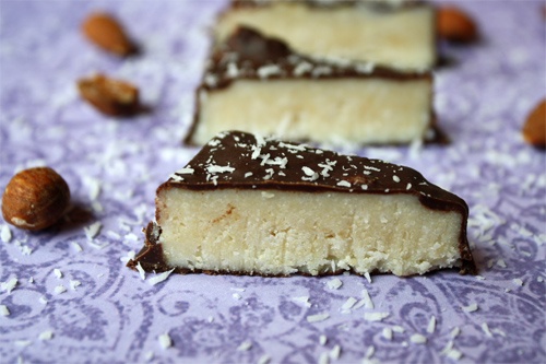 Healthy Mounds or Almond Joy Bars with coconut and coconut oil Recipe Photo
